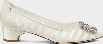 Manolo Blahnik 30mm Hangisilabar Striped Satin Pumps