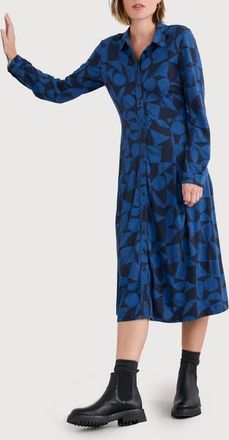 Seasalt Cornwall Coastline Long Sleeve Organic Cotton Blend Shirtdress in Geo Tumble Maritime at Nordstrom, Size 16 Us
