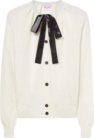 Pucci Cardigan con nastro - Bianco