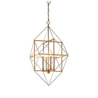 Loops Mutli Arm Angular 4 Light Ceiling Pendant - Hammered Gold & Silver Finish in Metallics