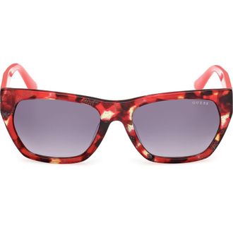 Guess Geometric Sunglasses in Red Havana /Gradient Smoke at Nordstrom Rack