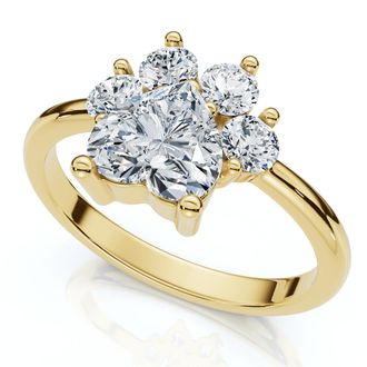 Pompeii3 1 1/3Ct Cat Paw Shape Diamond Ring 14k Gold Lab Grown