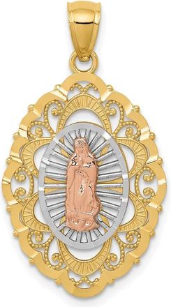 Diamond2Deal 14k Tri-color Gold Our Lady of Guadalupe Pendant