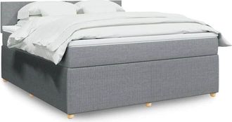 vidaXL Vidaxl - Cama Box Spring Con Colch&oacute;n Tela Gris Claro 180x200 Cm