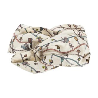 Versace Hair Accessories, female, Beige, Size: ONE SIZE Printed Silk Twill Headband