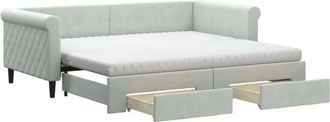 vidaXL Vidaxl - Sof&aacute; Cama Nido Con Cajones Terciopelo Gris Claro 90x190 Cm