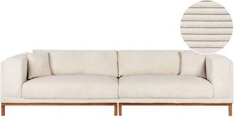 Beliani Sofa 4 Seater VENG Corduroy Light Beige