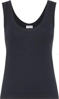 Brunello Cucinelli Ribbed jersey top in Night at Nordstrom, Size Xx-Small Eu