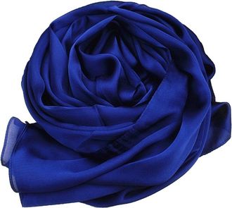 World of Shawls Elegant Large SILK SATIN Shawl/Scarf/Wrap/Throw Wedding, Bridal, Bridesmaid, Cover Up (Royal Blue)
