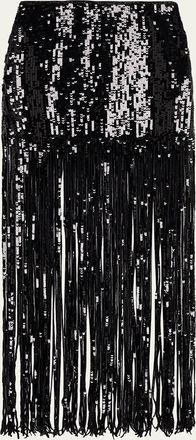 Alice & Olivia Kendra Sequined Fringe Maxi Skirt