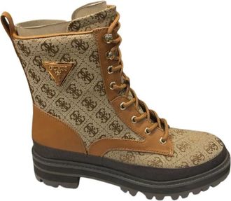 Guess Stijlvolle Enkellaarsjes - Dames - Veterlaarzen - Bruin - 38 EU - Leer - Schoenen