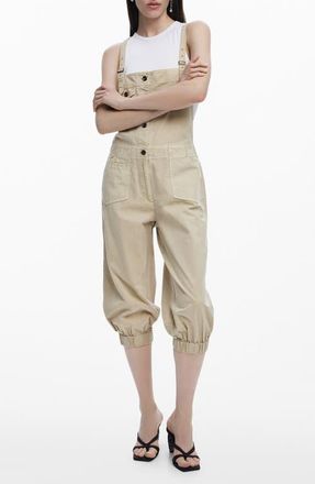 Desigual Cotton Capri Overalls in Gray Brown at Nordstrom, Size Large