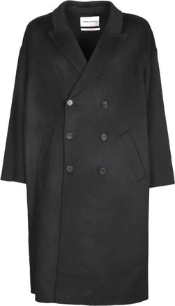 Amaranto Double-Breasted Jas - Heren - Mantel - Zwart - L - Leer - Jassen