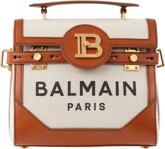 Balmain B-Buzz 23 Tas - Dames - Handtassen - Beige - ONE Size - Katoen - Tassen