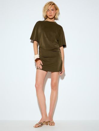 Icone Womens Gathered waist T-shirt minidress