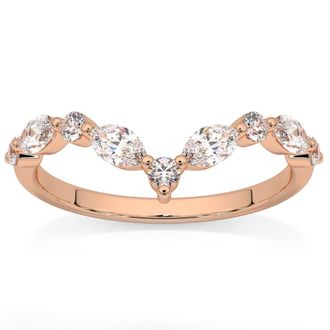 Pompeii3 60Ct Diamond Guard Insert V Shape Marquise Wedding Ring 10k Gold Lab Grown