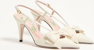 Valentino Garavani D&eacute;collet&eacute; Slingback Bowow In Capretto 85Mm Donna AVORIO 35.5