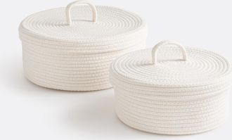 La Redoute Interieurs Set van 2 katoenen manden met deksel, Kesia