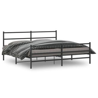 Berkfield Home Metal Bed Frame without Mattress with Footboard&not;Black 200x200cm in Black | Size: 200x200 cm