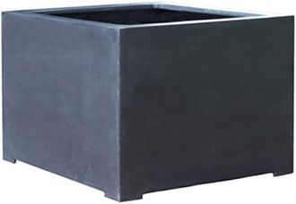 PRIMROSE Outdoor Black Polystone Cube Square Patio Planter 100cm