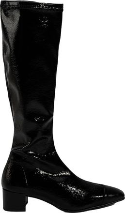 Desa Woman Over-the-Knee Boots - Textile Upper, Block Heel, Square Toe, Slip-On | Black - 36