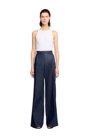 Sandro Denim suit trousers in Deep Blue at Nordstrom, Size 40 Eu