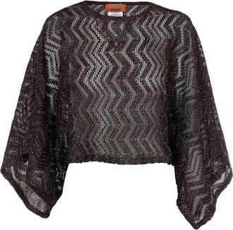 Missoni Zigzag Mesh Sequins Wide Sleeves Top