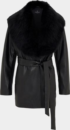 Gorski Nappa Leather Jacket w/ Shearling Collar