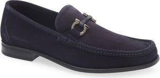 Ferragamo Grandioso Double Gancio Bit Loafer in Navy Nero at Nordstrom, Size 10.5