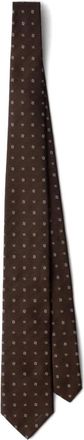 Prada Cravatta in seta con motivo geometrico - Marrone