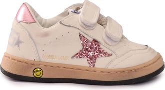 Golden Goose Scarpe da ginnastica Golden Goose Ballstar Strap Nappa Tomaia Glitter Star Tacco laminato Bianco/Bubblegum/Lilla