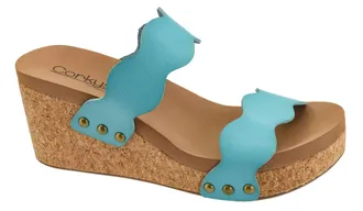 Corkys Footwear Womens Obviously Wedge Sandal In Blue