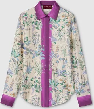 Gucci Printed Silk Twill Shirt, Beige, Ready-to-wear