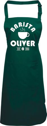 Edward Sinclair Bottle Green Apron | Personalised | Barista Coffee | with Name and Date | White Print | (Please Goto Add Gift Options Enter name in FreeGiftMessageBox