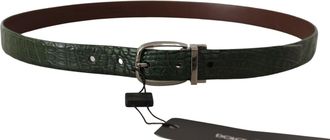 Dolce & Gabbana Mens Green Exotic Leather Silver Buckle Belt