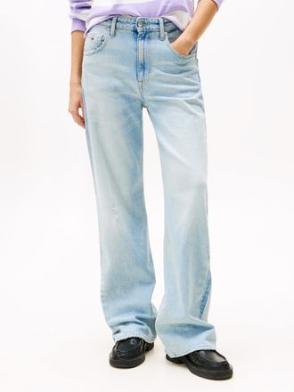 Tommy Jeans Straight-Jeans TOMMY JEANS Mia Mid Rise Relaxed Straight, Damen, Gr. 31, L&auml;nge 30, blau (denim ultra light), Denim/Jeans, Obermaterial: 99% Baumwolle,