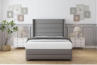 Comfort Beds Milano Dumfries Divan Base No Drawers - 54 Wingback-Footboard in Light Grey | Size: Small Single