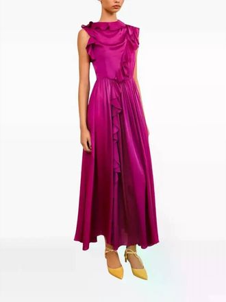 Ulla Johnson Saanvi Cascading Ruffles Dress In Mulberry