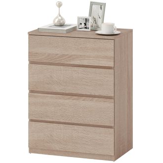 HOMCOM Homcom Mobile Cassettiera 4 Cassetti In Truciolato 60x40x80 Cm Color Legno