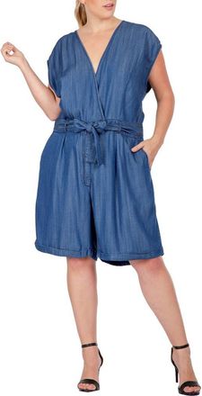 Standards & Practices V-Neck Romper in 3235Indigo at Nordstrom, Size 14W