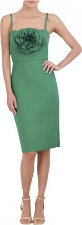 Eliza J Center Rosette Scuba Cocktail Dress In Green