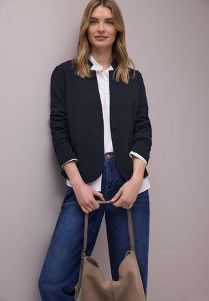 Street One Jerseyblazer STREET ONE, Damen, Gr. 34, shadowed navy, Web, Obermaterial: 71% Polyester, 26% Viskose, 3% Elasthan, unifarben, tailliert h&uuml;ftbedeckend,