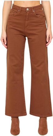 Federica Tosi Bronzen Hoge Taille Wijde Pijp Jeans - Dames - Wijde Broeken - Bruin - W27 - Katoen - Broeken