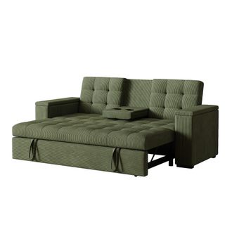 Concept Usine Sof&aacute; cama de 3 plazas de pana verde