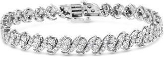 House of Brilliance Silver 2.0 Cttw Round-Cut Diamond S Link Bracelet in White at Nordstrom