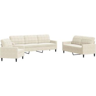 vidaXL Vidaxl - Juego De Sof&aacute;s Con Cojines 3 Piezas Terciopelo Crema