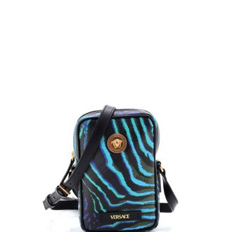 Versace Medusa Biggie Pouch Crossbody Bag Printed Leather Micro