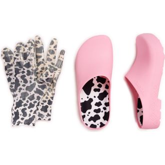 Muk Luks Garden Clog and Glove Set in Sweet Moo at Nordstrom, Size Medium