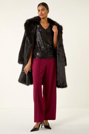 Roman Sequin V-Neck Stretch Top