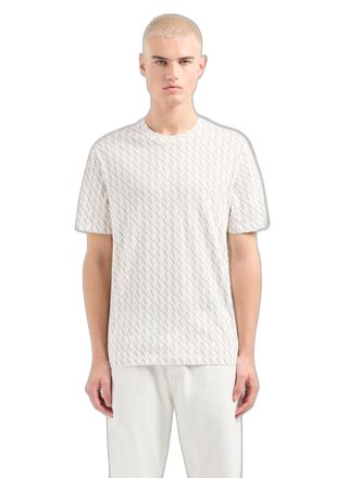 A|X Armani Exchange Mens Regular Fit Ax All Over Print Graphic Tee, White Print, XL
